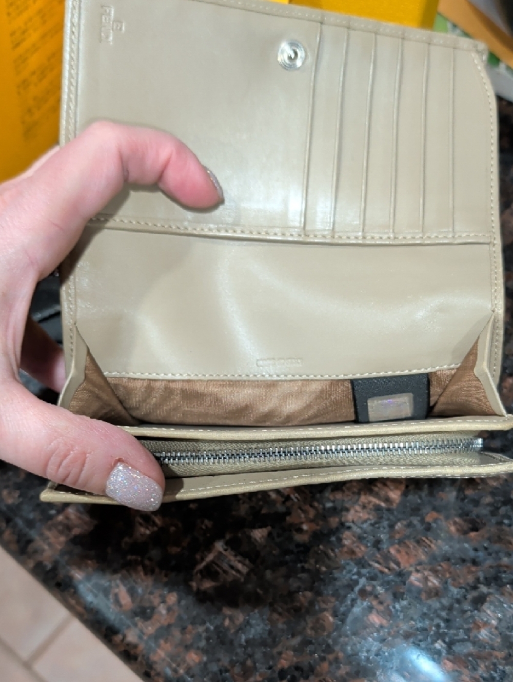 Fendi Beige Zucca Canvas Fold Wallet with Taupe Trim - Picture 5 of 16